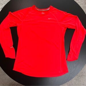 Nike Running Dri Fit Bright Crimson Neon Pink Long Sleeve Shirt Womens XL